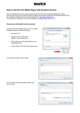 How to Use the VLC Media Player Together with Barix Products