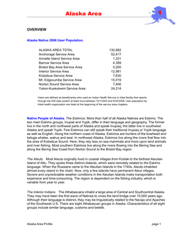 Alaska Area Profile Page 1 Alaska Area 1