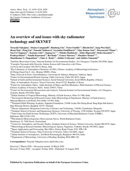 An Overview of and Issues with Sky Radiometer Technology and SKYNET