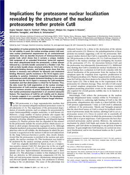 Implications for Proteasome Nuclear Localization Revealed by the Structure of the Nuclear Proteasome Tether Protein Cut8