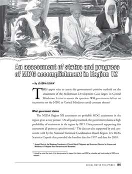 An Assessment of Status and Progress of MDG Accomplishment in Region 12