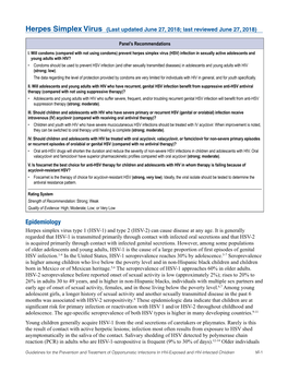 Herpes Simplex Virus (Last Updated June 27, 2018; Last Reviewed June 27, 2018)