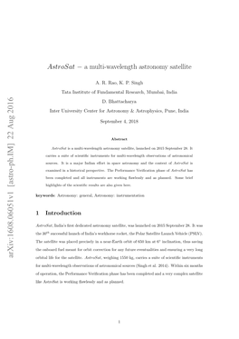 Astrosat-A Multi-Wavelength Astronomy Satellite