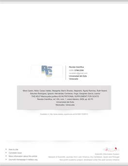 THE KELP Macrocystis Pyrifera AS NUTRITIONAL SUPPLEMENT for GOATS Revista Científica, Vol