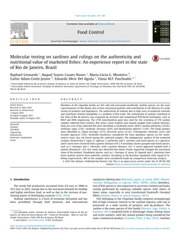 Molecular Testing on Sardines and Rulings on the Authenticity and Nutritional Value of Marketed Fishes