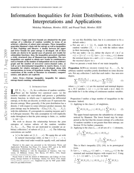 Information Inequalities for Joint Distributions, with Interpretations and Applications Mokshay Madiman, Member, IEEE, and Prasad Tetali, Member, IEEE