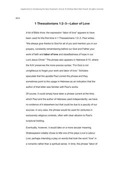 1 Thessalonians 1:2–3—Labor of Love