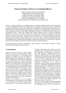 Numerical Study of Flow in a Centrifugal Blower