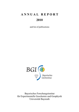 Bayerisches Geoinstitut Jahresbericht 2010