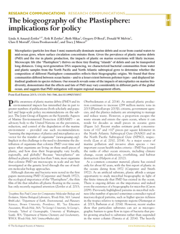 The Biogeography of the Plastisphere: Implications for Policy