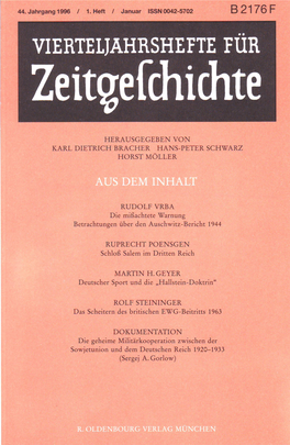 Vierteljahrshefte Für Zeitgeschichte Jahrgang 44(1996) Heft 1