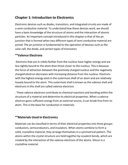 Chapter 1: Introduction to Electronics