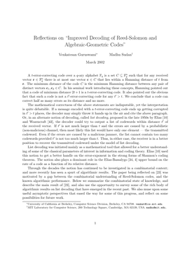 Reflections on ``Improved Decoding of Reed-Solomon and Algebraic-Geometric Codes