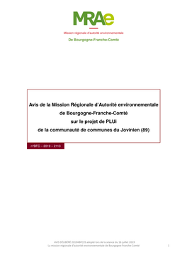 Avis De La Mission Régionale D'autorité Environnementale De