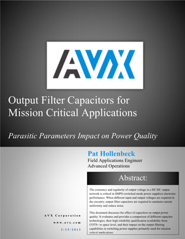 Output Filter Capacitors Parasitic Parameters Impact on Power Quality