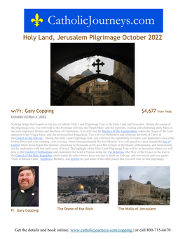 Holy Land, Jerusalem Pilgrimage October 2022