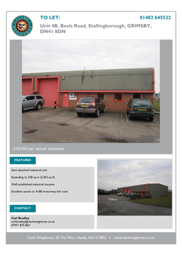 01482 645522 Unit 4B, Beels Road, Stallingborough, GRIMSBY, DN41 8DN