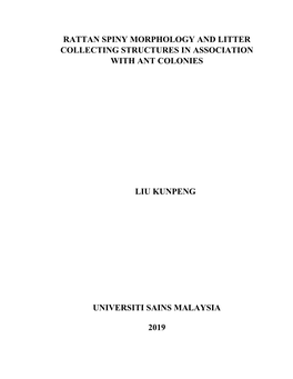 Rattan Spiny Morphology and Litter Collecting Structures in Association with Ant Colonies