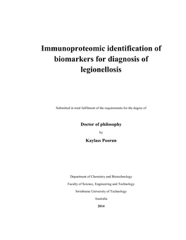 Immunoproteomic Identification of Biomarkers for Diagnosis of Legionellosis