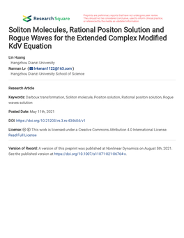 Soliton Molecules, Rational Positon Solution and Rogue Waves for the Extended Complex Modi Ed Kdv Equation