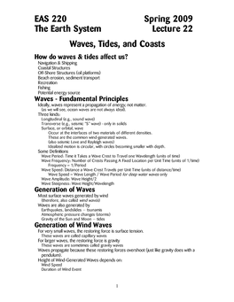 Waves, Tides, and Coasts