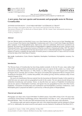 A New Genus, Four New Species and Taxonomic and Geographic Notes in Mexican Cerambycidae