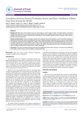 Correlation Between Sensory Evaluation Scores and Flavor