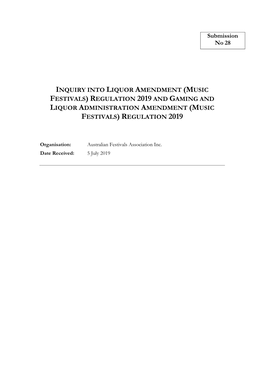 (Music Festivals) Regulation 2019 and Gaming and Liquor Administration Amendment (Music Festivals) Regulation 2019