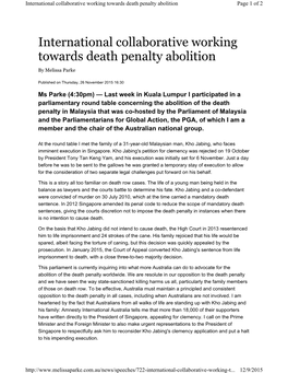 International Collaborative Working Towards Death Penalty Abolition Page 1 of 2