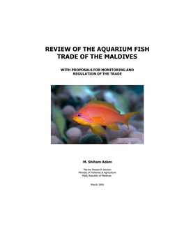 Review of the Aquarium Fish Trade of the Maldives
