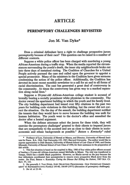 Peremptory Challenges Revisited
