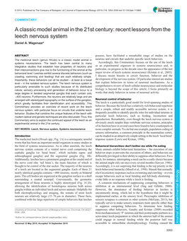 A Classic Model Animal in the 21St Century: Recent Lessons from the Leech Nervous System Daniel A