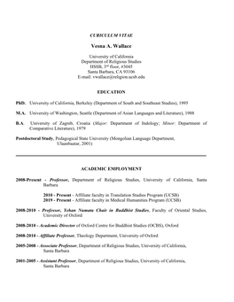 Vesna Wallace CV