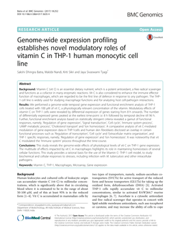 Genome-Wide Expression Profiling Establishes Novel Modulatory Roles