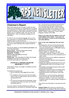 Spring 2012 Newsletter