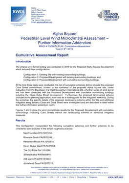 Alpha Square Pedestrian Level Wind Microclimate Assessment – Further Information Addendum