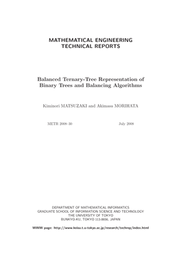 MATHEMATICAL ENGINEERING TECHNICAL REPORTS Balanced