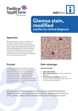 Giemsa Stain, Modified Solution for Clinical Diagnosis