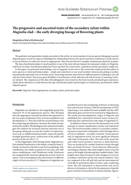 The Progressive and Ancestral Traits of the Secondary Xylem Within Magnolia Clad – the Early Diverging Lineage of Flowering Plants