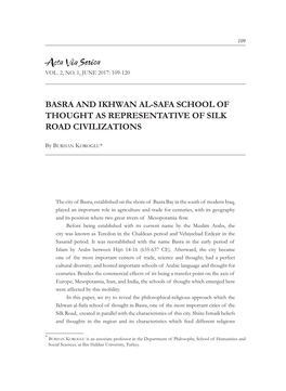 Basra and Ikhwan Al-Safa School of Thought As Representative of Silk Road Civilizations