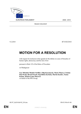 En En Motion for a Resolution