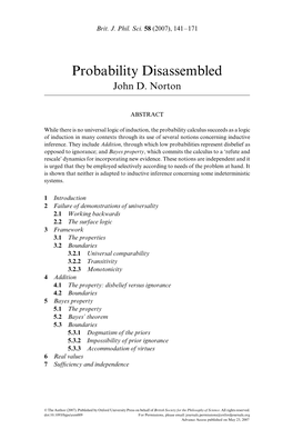 Probability Disassembled John D