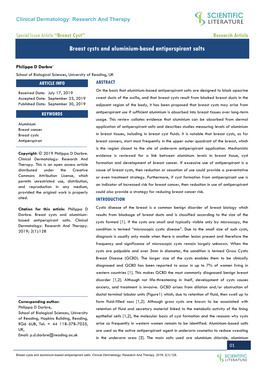 Breast Cysts and Aluminium-Based Antiperspirant Salts