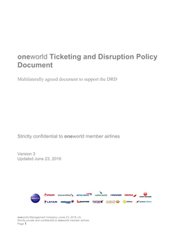 Oneworld Ticketing and Disruption Policy Document