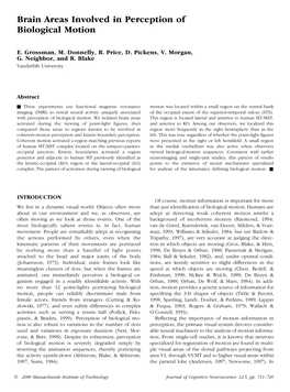 Brain Areas Involved in Perception of Biological Motion