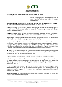 Resolução Cib Nº 066/2009 De 26 De Outubro De 2009