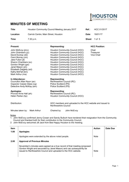 Minutes of Meeting 18 Jan 2017