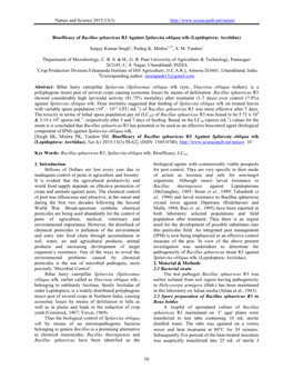 Bioefficacy of Bacillus Sphaericus R3 Against Spilarctia Obliqua Wlk (Lepidoptera: Arctiidae)