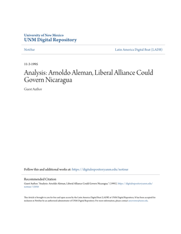 Analysis: Arnoldo Aleman, Liberal Alliance Could Govern Nicaragua Guest Author