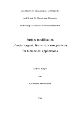 Surface Modification of Metal-Organic Framework Nanoparticles for Biomedical Applications